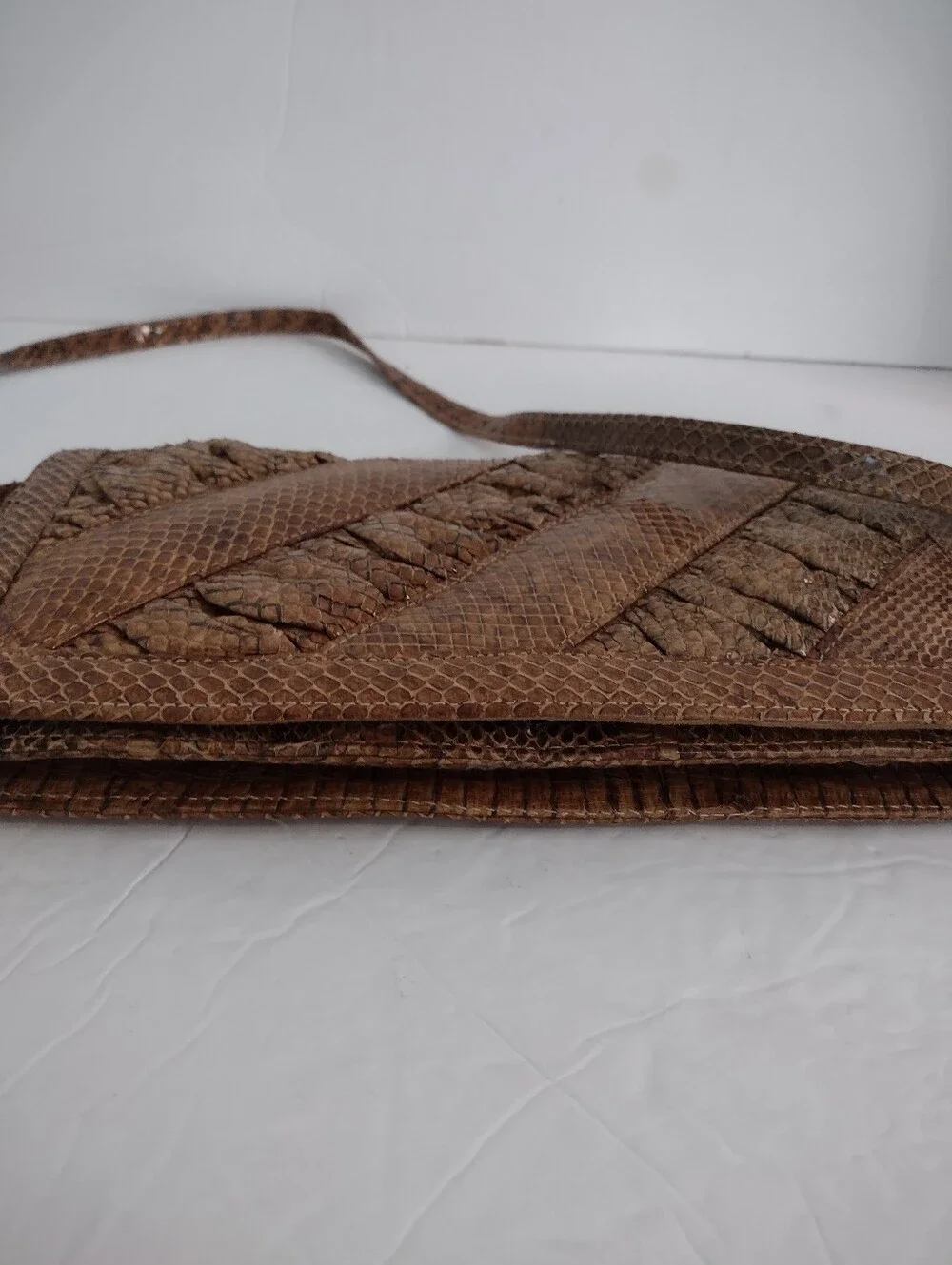 Vintage Brown Textured Crossbody Bag